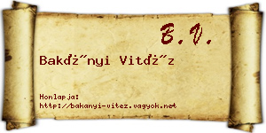 Bakányi Vitéz névjegykártya