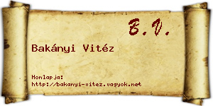 Bakányi Vitéz névjegykártya
